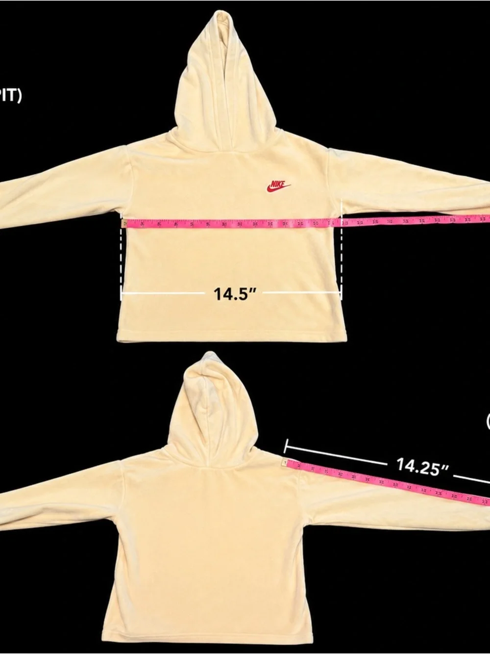 Nike Kids Cream Velour Pullover Hoodie Size 5–6